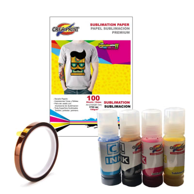 PACK SUBLIMACION PARA EPSON T544 (100 HOJAS + PACK TINTA + TAPE)1
