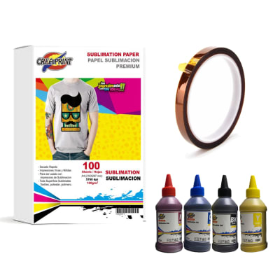 Pack De Sublimacion 100 Hojas A4 + Pack De Tintas + Tape Ter