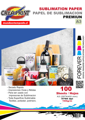 CAJA DE 10 RESMAS PAPEL SUBLIMACION 100GRS/A3/100 UNID