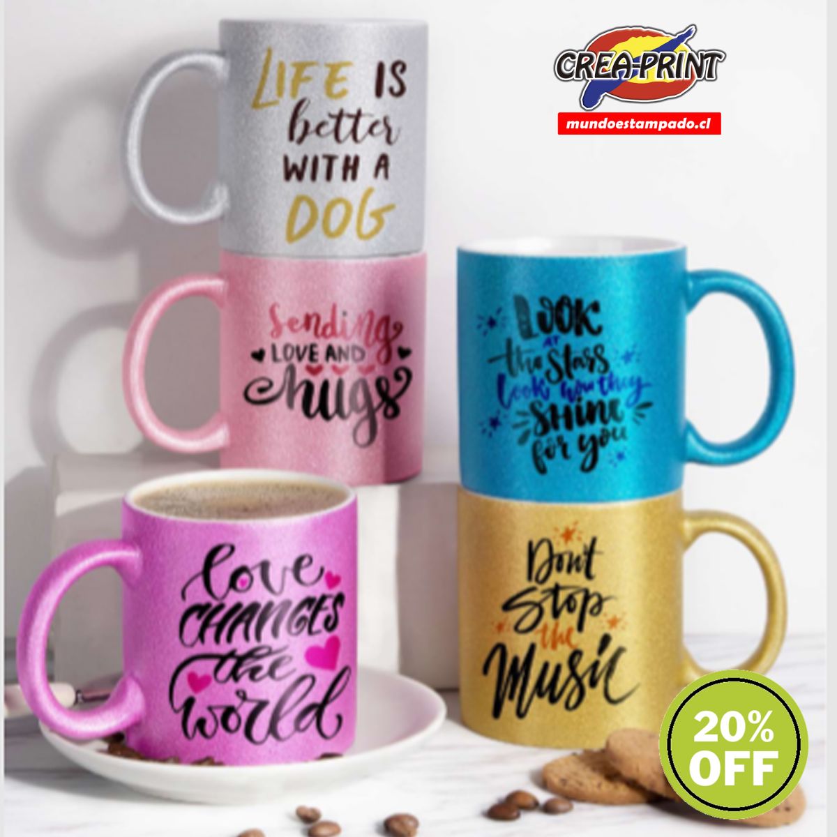 Sublimacion Tazon 11 oz con gliter 1