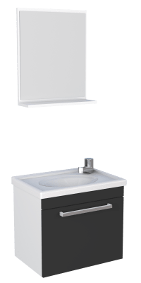 KIT MADERA AGATA NEGRO LAVAMANOS ESPEJO