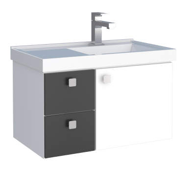 MUEBLE BAÑO MADERA MOARA BLANCO NEGRO LAVAMANOS