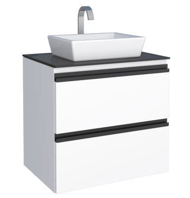 MUEBLE BAÑO ACERO GAIA BLANCO TAPA VIDRIO TEMPLADO