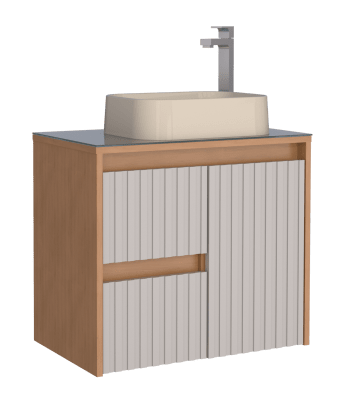 MUEBLE BAÑO MADERA KYOTO NUDE TAPA VIDRIO TEMPLADO