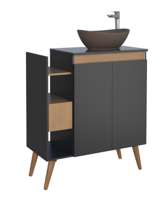 MUEBLE BAÑO MAD LOTUS 80 NEGRO TAPA VIDRIO TEM PTS1