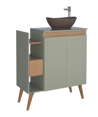 MUEBLE BAÑO MAD LOTUS 80 VERDE TAPA VIDRIO TEM PTS1