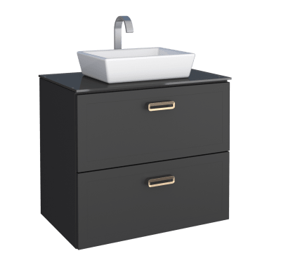 MUEBLE BAÑO ACERO ODIN NEGRO TAPA VIDRIO TEMPLADO