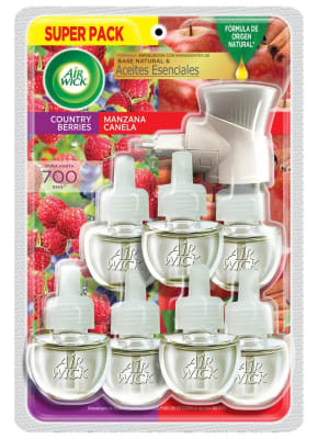 AIR WICK APARATO ELÉCTRICO + 7 RECARGAS 21 ML BERRIES Y MANZANA CANELA