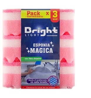 BRIGHT ESPONJA MÁGICA PACK 3 UN ROSADA