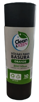 CLEAN KEEN BOLSA BASURA GRANDE 80X110 CM 10 UN