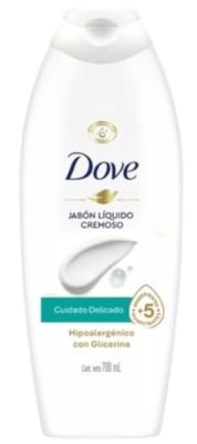 DOVE JABÓN LÍQUIDO CREMOSO BOTELLA 700 ML  HIPOALERGÉNICO CON GLICERINA CUIDADO DELICADO