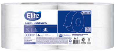 ELITE PAPEL HIGIÉNICO JUMBO HOJA SIMPLE 500 MT X 4 ROLLOS