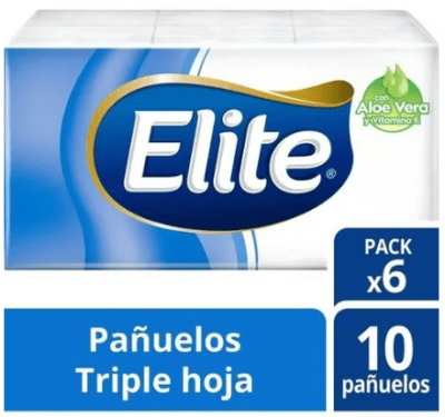 ELITE PAÑUELO DESECHABLE TRIPLE HOJA 6 PAQUETES 10 UN