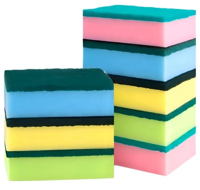 ESPONJA COCINA LISA CON FIBRA ABRASIVA COLORES