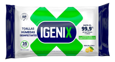 IGENIX TOALLA HÚMEDA DESINFECTANTE 50 UN AROMA LIMÓN