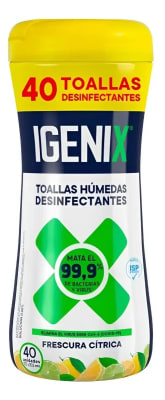 IGENIX DESINFECTANTE TOALLA HÚMEDA 40 UN POTE