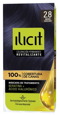 ILICIT TINTURA CAPILAR KERATINA + ÁC HIALURÓNICO 2.8 NEGRO AZULADO