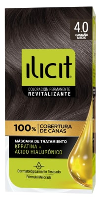 ILICIT TINTURA CAPILAR KERATINA + ÁC. HIALURÓNICO 4.0 CASTAÑO MEDIO