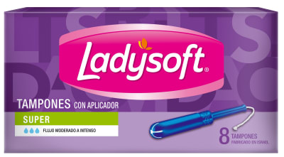 LADYSOFT TAMPONES CON APLICADOR 8 UN SÚPER FLUJO MODERADO A INTENSO