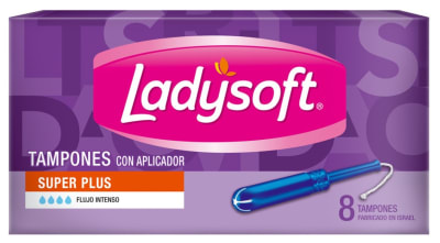 LADYSOFT TAMPONES CON APLICADOR 8 UN SÚPER PLUS FLUJO INTENSO