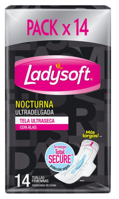 LADYSOFT TOALLA HIGIÉNICA NOCTURA 14 UN TELA ULTRA DELGADA