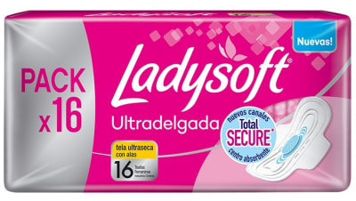LADYSOFT TOALLA HIGIÉNICA 16 UN ULTRADELGADA CON ALAS
