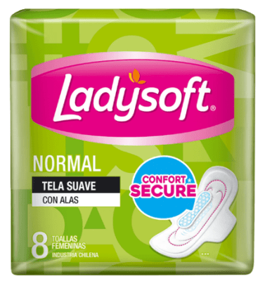 LADYSOFT TOALLA HIGIÉNICA 8 UN NORMAL CON ALAS
