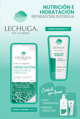 ESTUCHE LECHUGA CREMA CORPORAL 350 ML HIDRATACIÓN + CREMA DE MANOS 50 GR