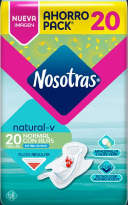 NOSOTRAS TOALLA HIGIÉNICA 20 UN NATURAL-V NORMAL CON ALAS