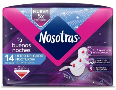 NOSOTRAS TOALLA HIGIÉNICA NOCTURNA ULTRA DELGADA EXTRA SUAVE