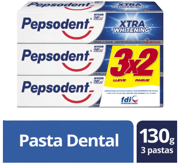 PEPSODENT PASTA DENTAL PACK 130 GR X 3 UN XTRA WHITENING