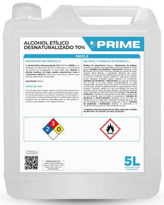 PRIME ALCOHOL ETÍLICO DESNATURALIZADO 70% 5 LT