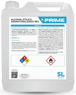 PRIME ALCOHOL ETÍLICO DESNATURALIZADO 96% 5 LT