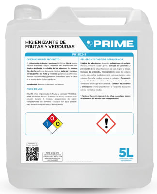PRIME HIGIENIZANTE DE FRUTAS Y VERDURAS 5 LT