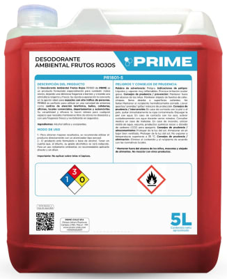 PRIME DESODORANTE AMBIENTAL LÍQUIDO 5 LT FRUTOS ROJOS
