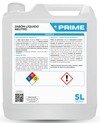 PRIME JABÓN LÍQUIDO NEUTRO 5 LT