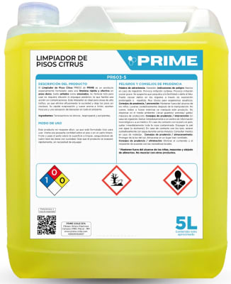 PRIME LIMPIADOR DE PISOS 5 LT CITRUS
