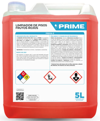 PRIME LIMPIADOR DE PISOS 5 LT FRUTOS ROJOS