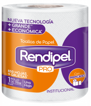 RENDIPEL PRO TOALLA PAPEL PREPICADA UNA HOJA 170 MT INSTITUCIONAL