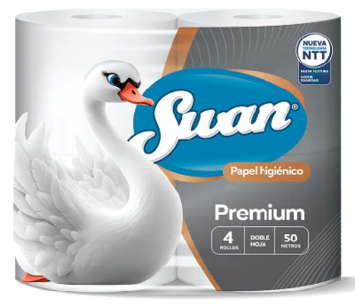 SWAN PAPEL HIGIÉNICO DOBLE HOJA 50 MT X 4 ROLLOS PREMIUM