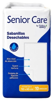 TEDDY SENIOR CARE SABANILLA DESECHABLE ADULTO 90X60 CM 10 UN