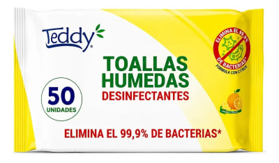 TEDDY TOALLA HÚMEDA DESINFECTANTE 50 UN AROMA LIMÓN