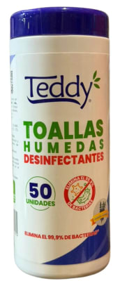 TEDDY TOALLA HÚMEDA DESINFECTANTE 50 UN TARRO