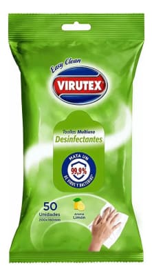 VIRUTEX TOALLA HÚMEDA DESINFECTANTE 50 UN LIMÓN
