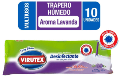 VIRUTEX TRAPERO HÚMEDO DESINFECTANTE 10 UN LAVANDA