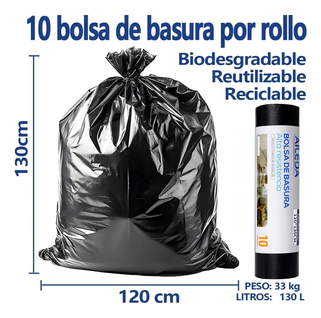 AILEDA BOLSA BASURA ALTA RESISTENCIA 120X130 CM 10 UN1