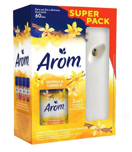 AROM DESODORANTE  250 ML + DISPENSADOR AUTOMATICO VAINILLA1