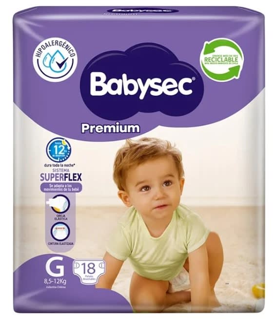 BABYSEC PAÑAL PREMIUM TAMAÑO GRANDE 18 UN1