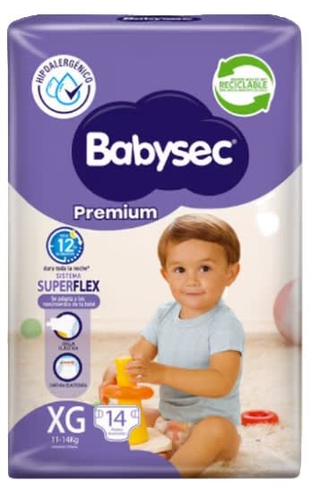 BABYSEC PAÑAL PREMIUM TAMAÑO XG 14 UN1