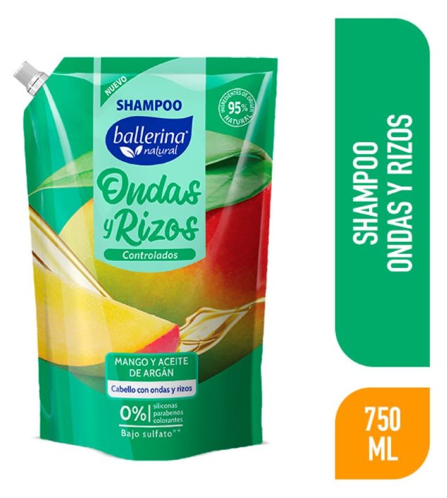 BALLERINA SHAMPOO 750ML DOYPACK ONDAS Y RIZOS MANGO Y ACEITE DE ARGAN1